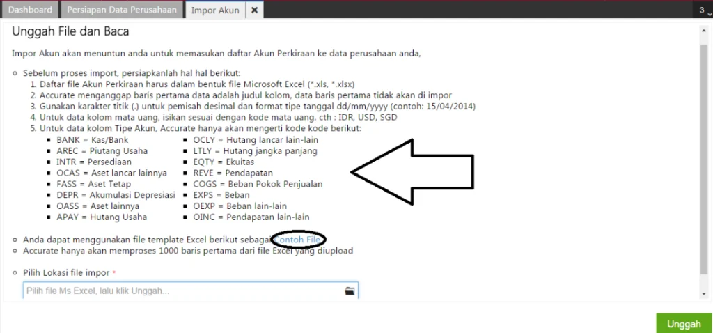 File Import data Akun Accurate Online