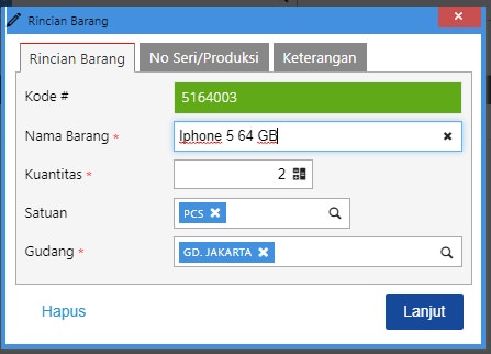 Isikan rincian barang yang di retur