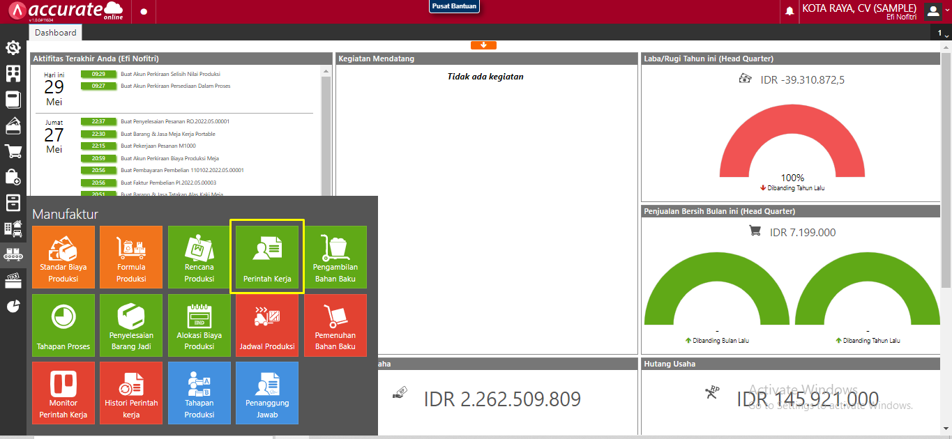 Membuat Perintah Kerja