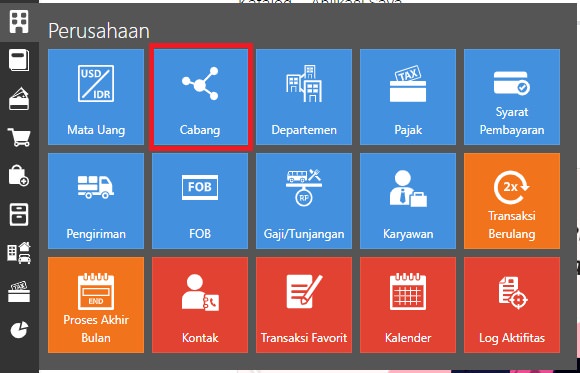 Milih Modul Perusahaan dan Pilih Cabang